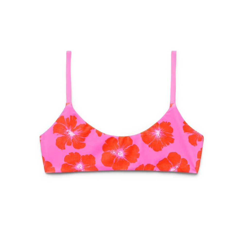 Vaya Island Girls NWT Reversible Capri/Pink Scoop Bikini Swim Top Sz Small